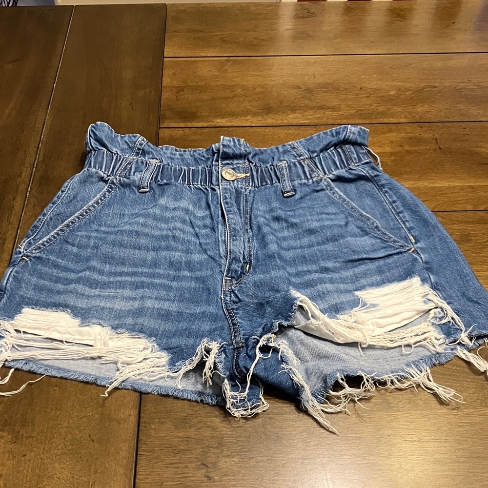 American Eagle Outfitters Blue Distressed Jean Shorts